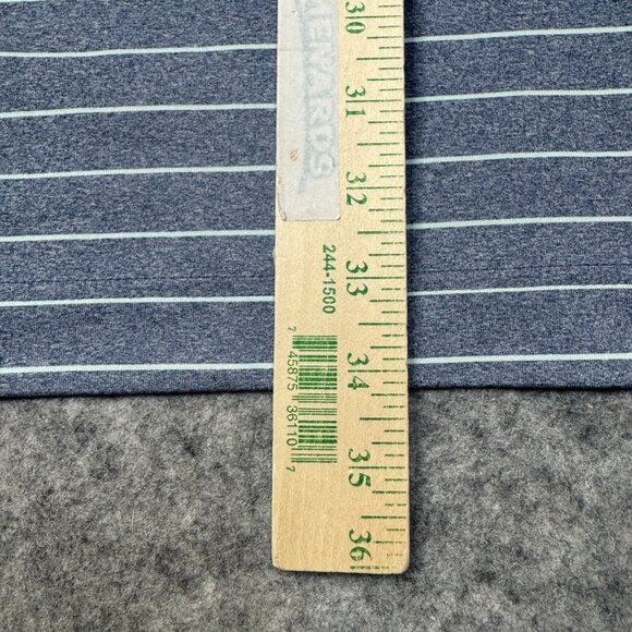 Footjoy Polo Shirt Mens XL Blue Stripe Golf Stretch Collared Button Short Sleeve - Picture 8 of 10